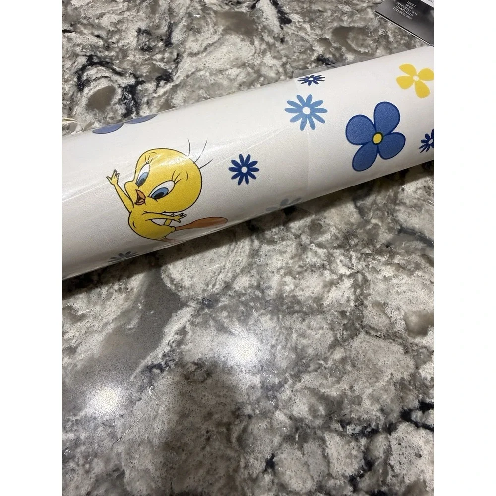 Imperial Wallcoverings Looney Tunes Tweety Blue Flowers Wallpaper Roll VTG ***